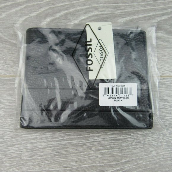 Fossil Lufkin Traveler Leather Mens Black Wallet - Picture 12 of 12